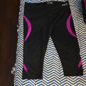 Fila Black Leggings with Subtle White Accents